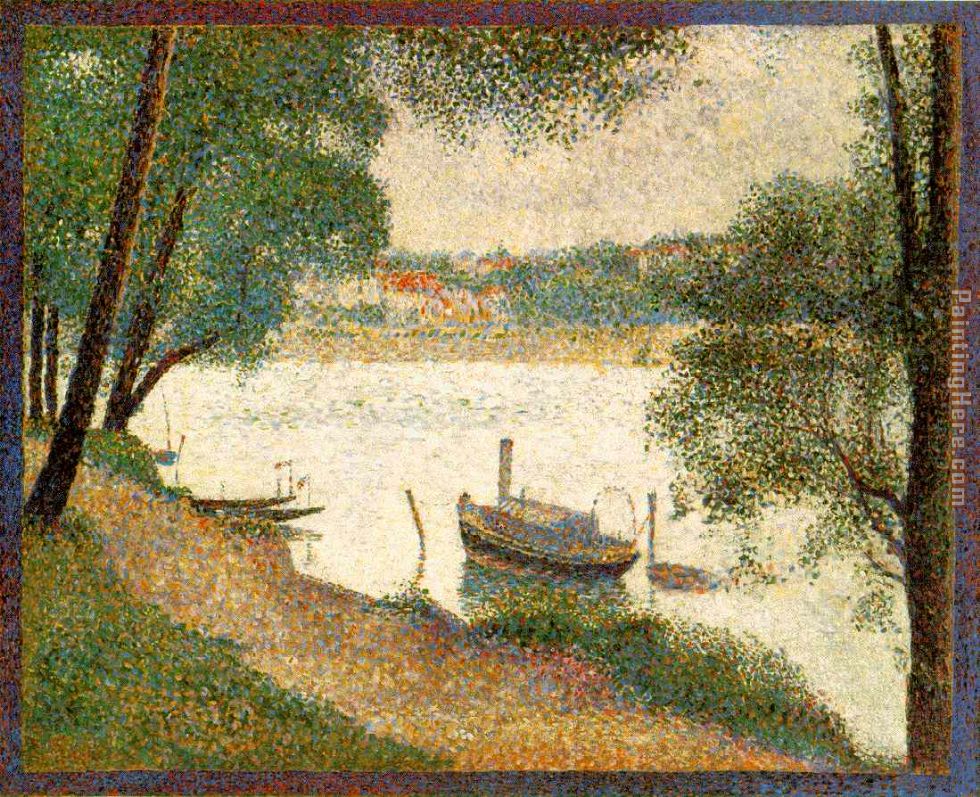 Gray weather Grande Jatte painting - Georges Seurat Gray weather Grande Jatte art painting